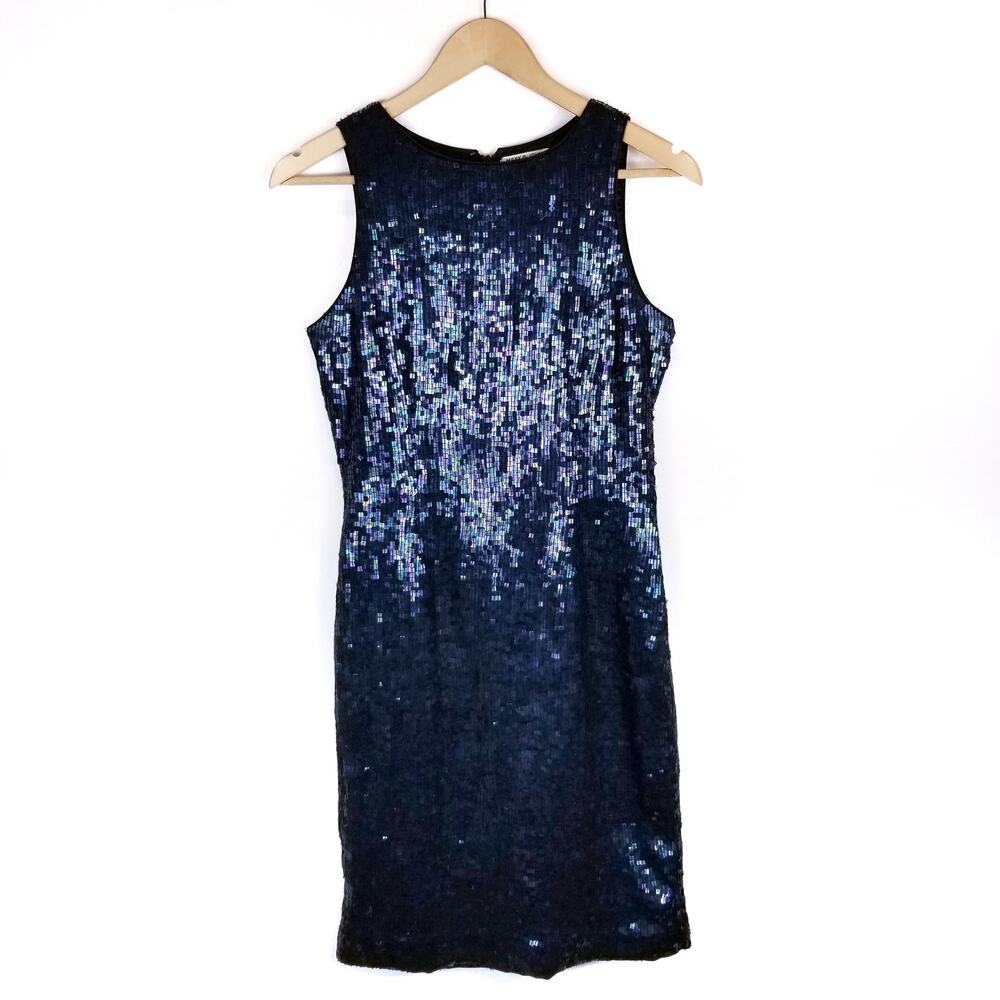 Mark & John by Gopal Vintage Sequined Sleeveless Silk Sheath Dress Size 6